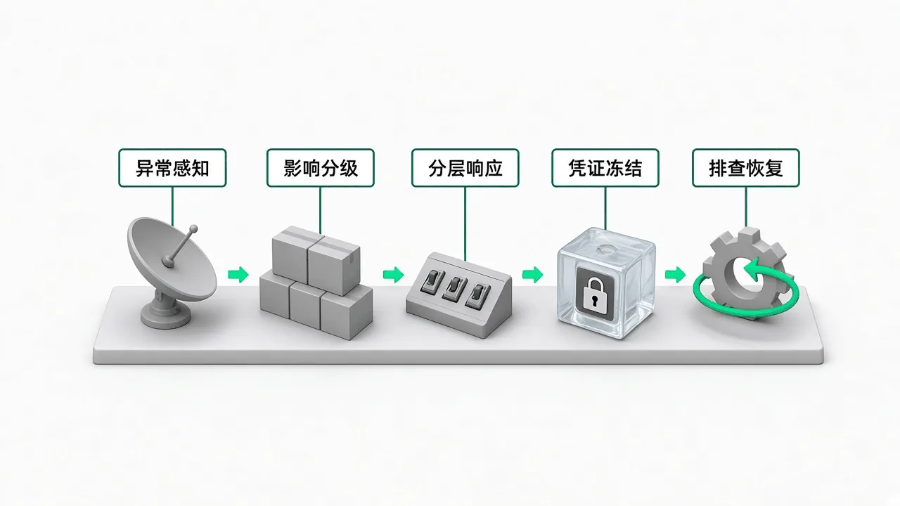 Agent 越权处置五步：异常感知、影响分级、分层响应、凭证冻结、排查恢复