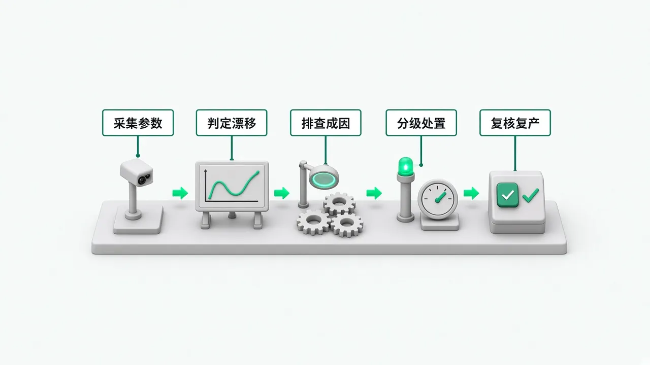 SPC 异常判读五步流程:采集参数、判定漂移、排查成因、分级处置、复核复产